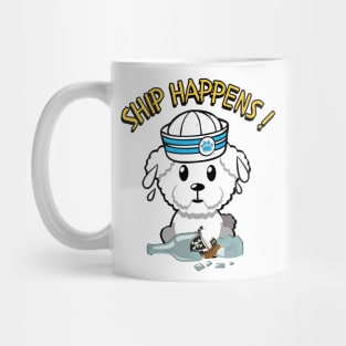 Ship Happens funny pun - furry dog Mug